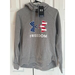 NEW‎ Under Armour UA Freedom Logo Fav Hoodie Gray Women's Size Small 1370880-035